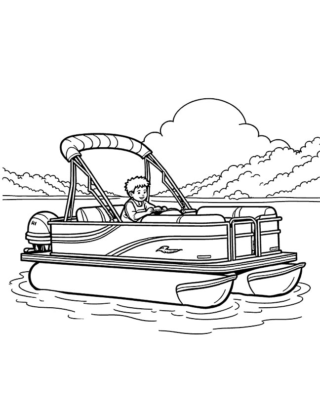 pontoon boat coloring page